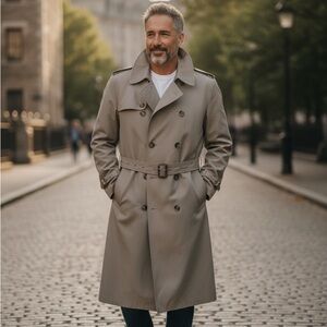 London Fog Classic Tan Trench Coat Sz 42R